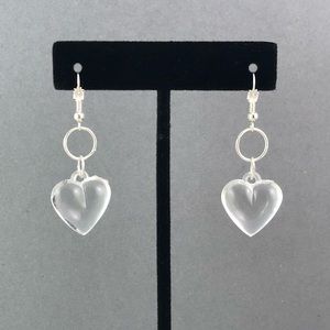 Sterling Silver Clear Heart Earrings